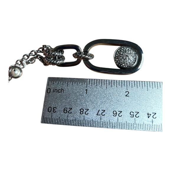 White House Black Market WHBM Silver Tone Long Necklace Reversible Pendant - Picture 3 of 5